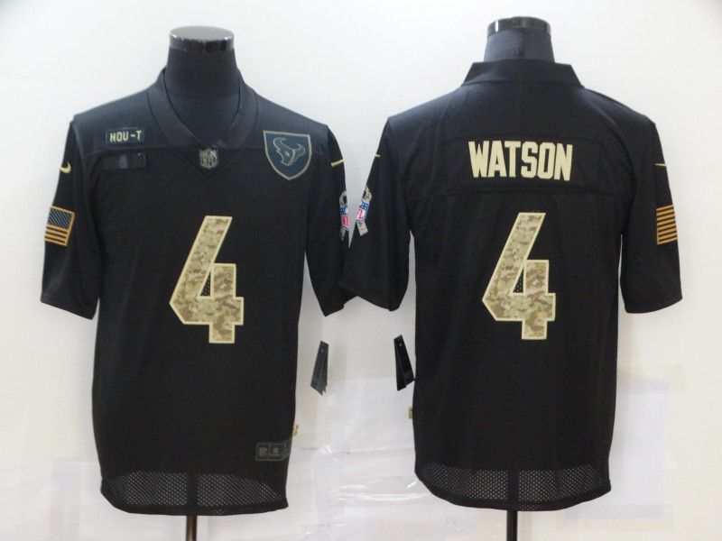 Men Houston Texans #4 Watson Black camo Lettering 2020 Nike NFL Jersey